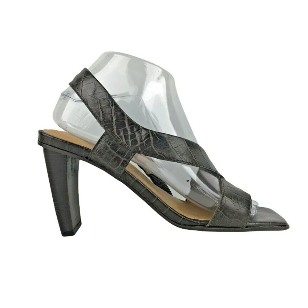 Nine West Womens Elite Dark Brown Leather Open Toe Slingback‎ Heels Size 7.5 M